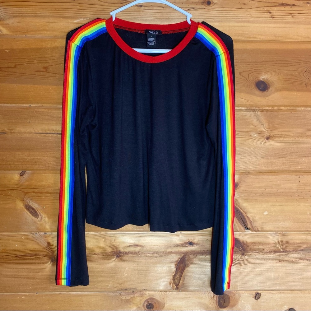 Pride rainbow long sleeve shirt black large top
